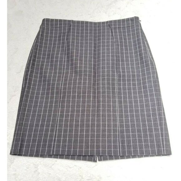 Banana Republic Womens Pencil Cut Straight Skirt Back Zipper Plaid Size 6 Gray - Picture 1 of 7